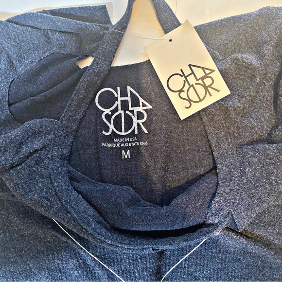 NWT CHASER DARK GRAY DECONSTRUCTED HEART SUNDAY SWEATSHIRT M - Picture 8 of 9